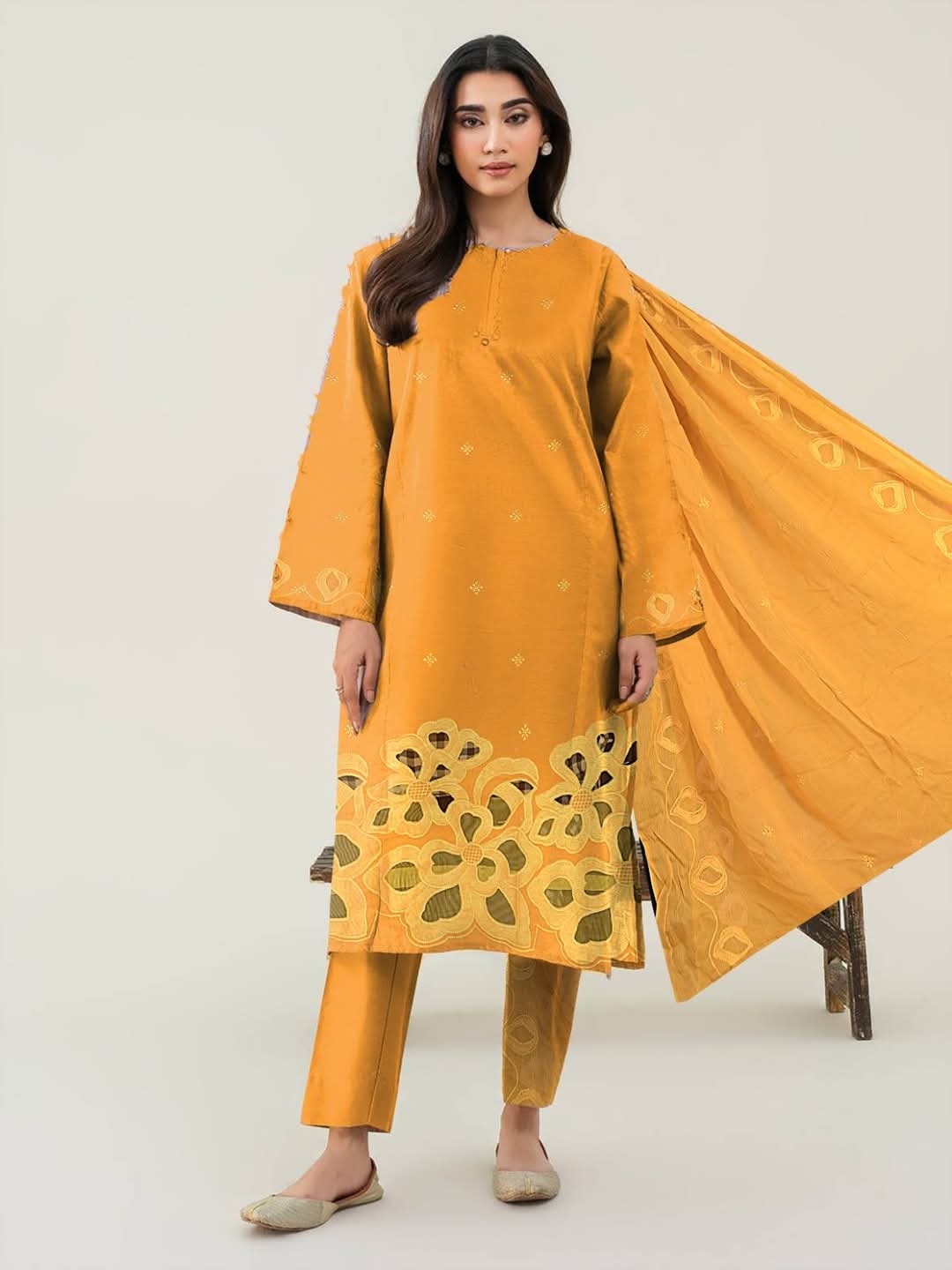 Luxury Lawn Heavy EMBROIDERED Laser Cut 3Piece